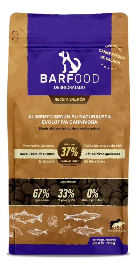 Barfood - Alimento Deshidratado de Salmon para Perros 12 kilos